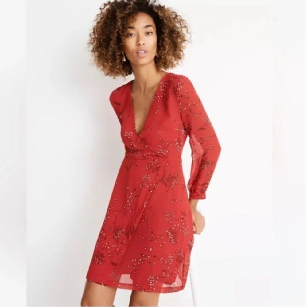 Madewell Hazelwood Wrap-Front Mini Dress in Windswept Floral
